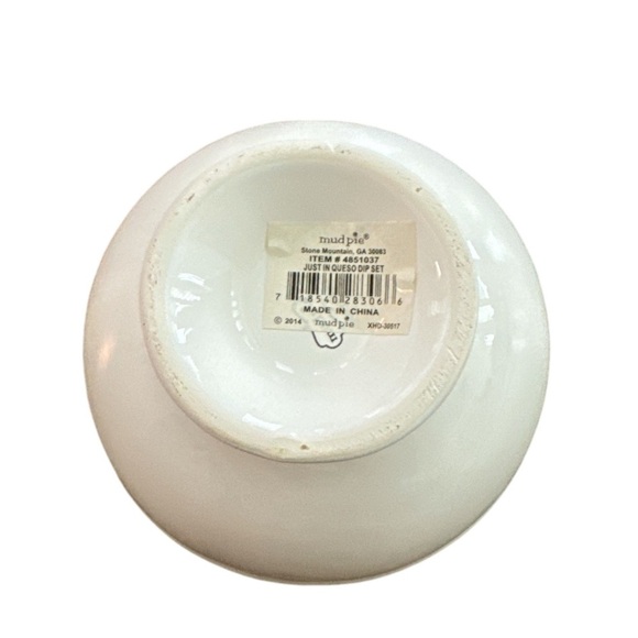 Mud Pie Just In Queso So Cheesy Ceramic Embossed White Black Dip Two Piece Set - Picture 7 of 8